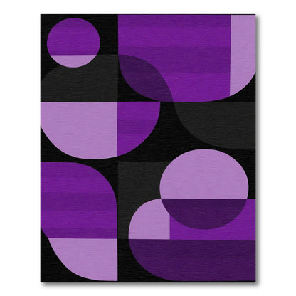Violet Geometric Circles and Rectangles Rug