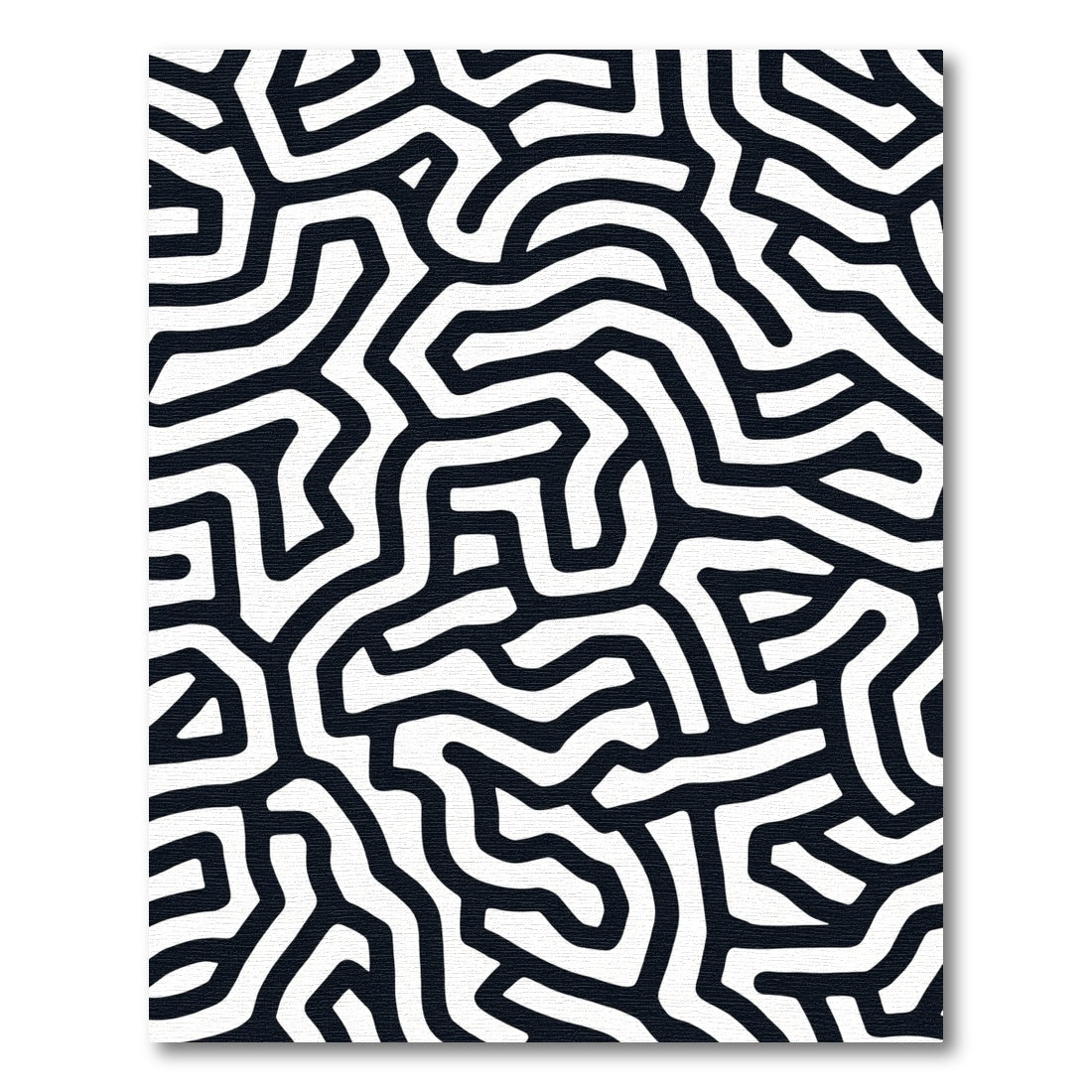 Black White Abstract Maze Rug