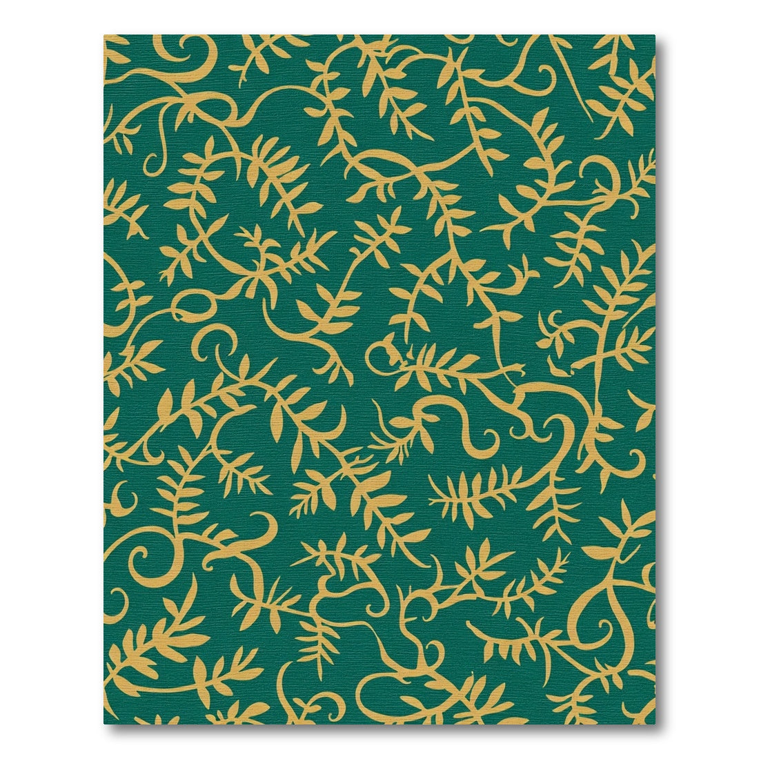 Emerald Green Gold Leaf Swirl Rug