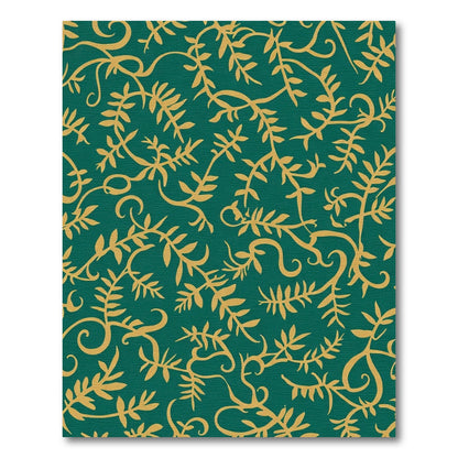 Emerald Green Gold Leaf Swirl Rug