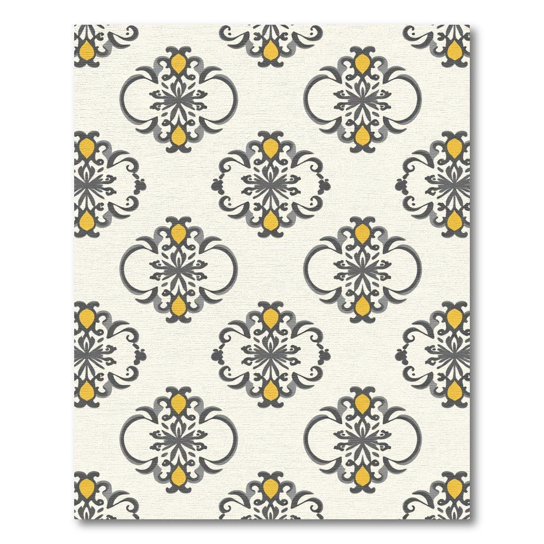 Damask Black Yellow Laurel Lace Rug