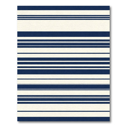 Navy Cream Wide Thin Stripe Rug