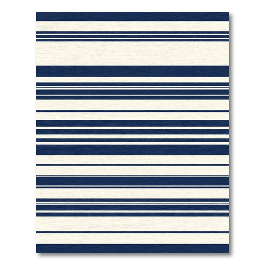 Navy Cream Wide Thin Stripe Rug