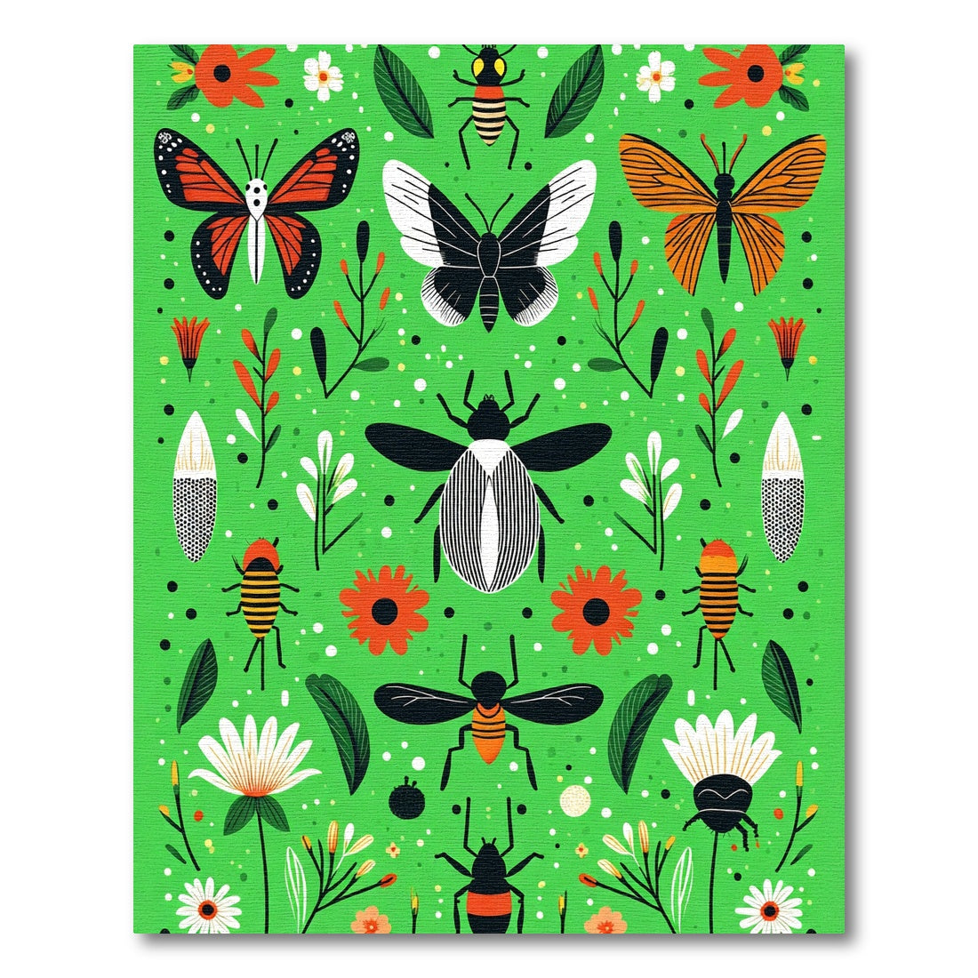 Whimsical Garden Insect Butterfly Flora Rug