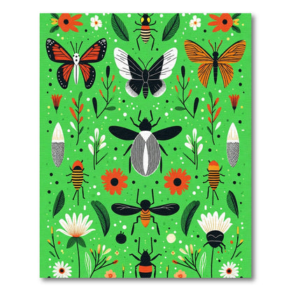 Whimsical Garden Insect Butterfly Flora Rug