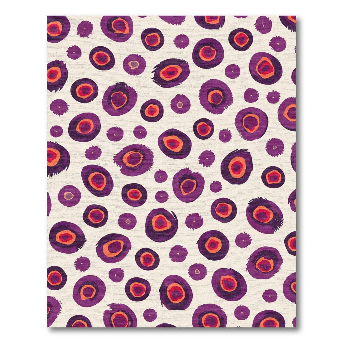 Fuzzy Purple Orange Abstract Dots Rug