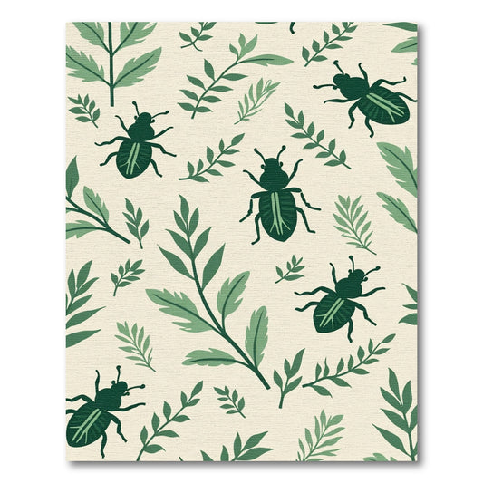 Dark Green Beetles Foliage Background Rug