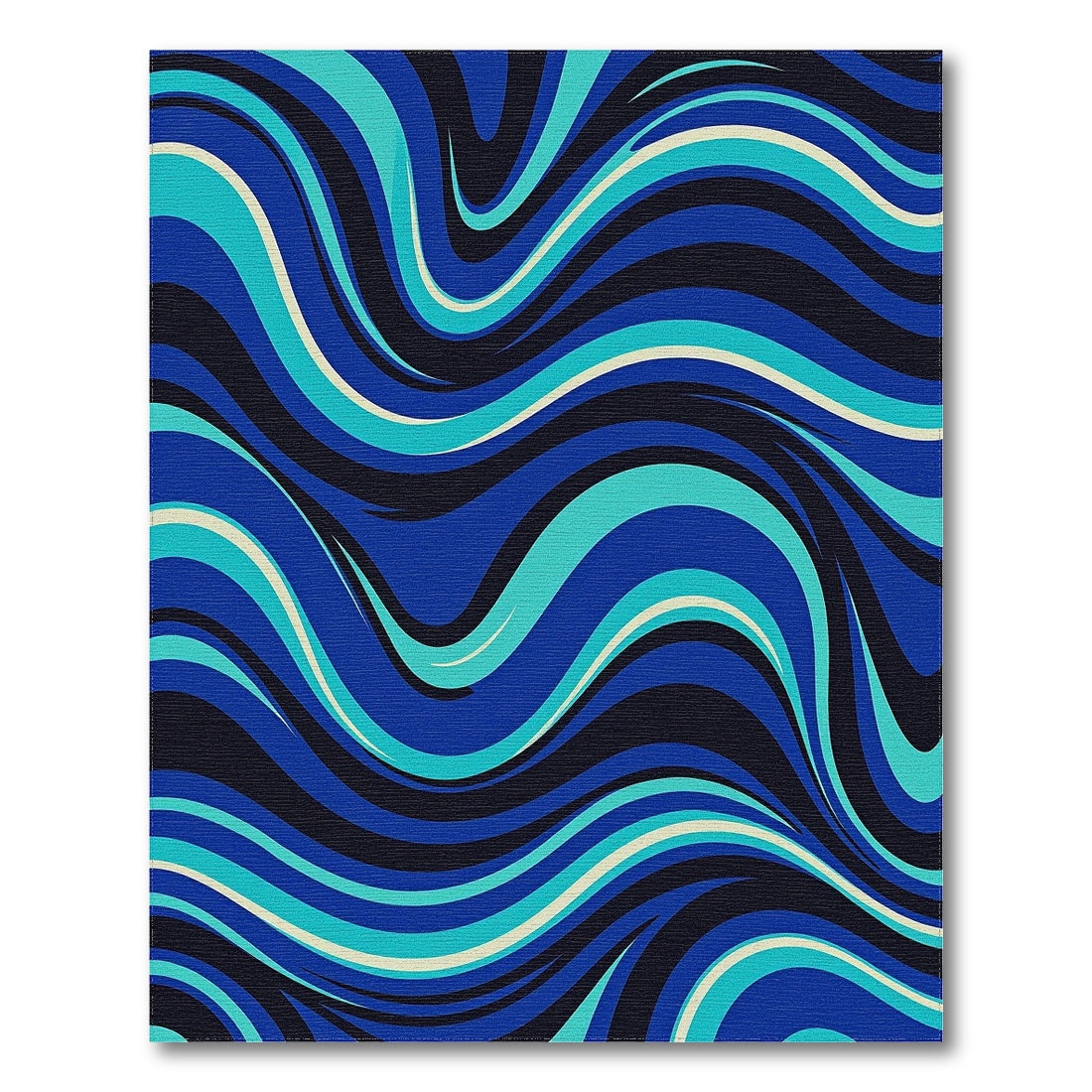 Navy Teal Wavy Abstract Rug
