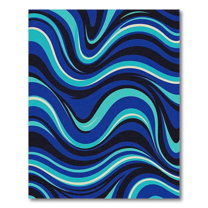 Navy Teal Wavy Abstract Rug