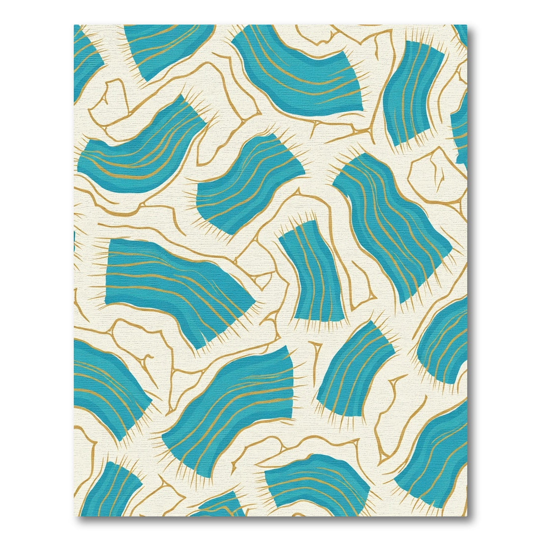 Abstract Turquoise Wavy Lines Rug