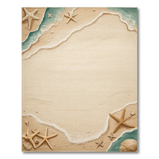 Beige and Neutral Coastal Starfish Beige Area Rug