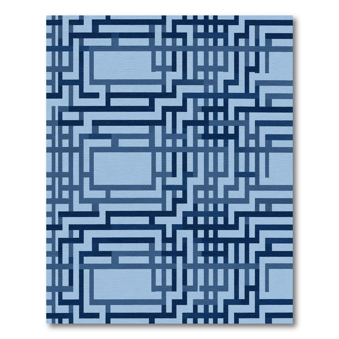 Navy Blue Interlocking Geometric Lines Rug