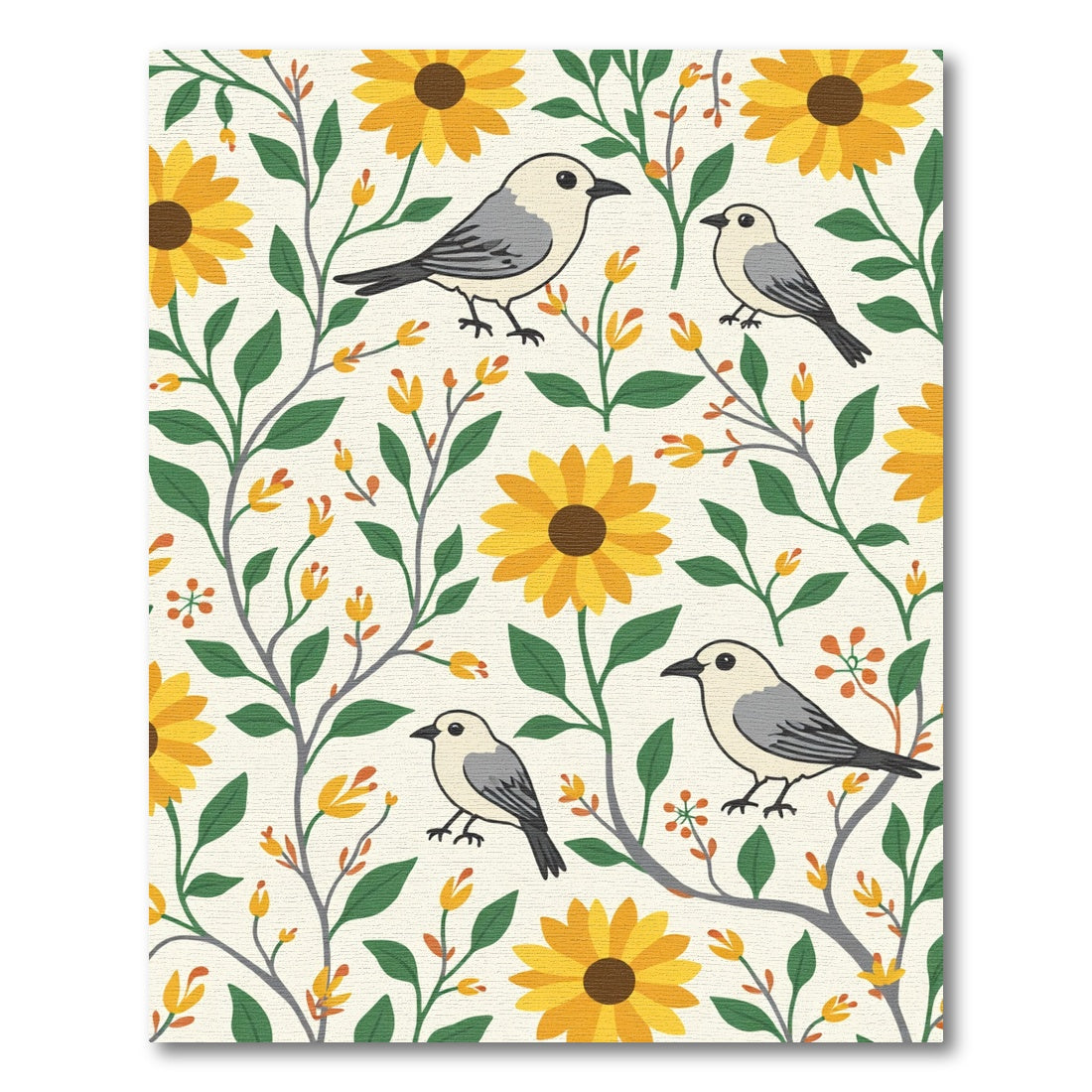 Whimsical Yellow Sunflower Bird Garden Rug