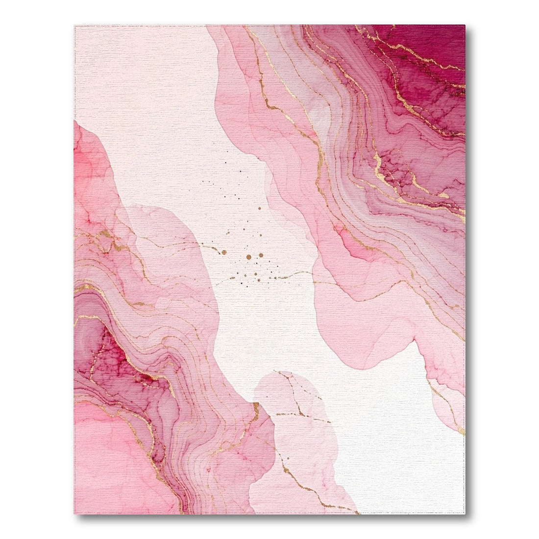 Pink Gold Fluid Marble Waves Rug