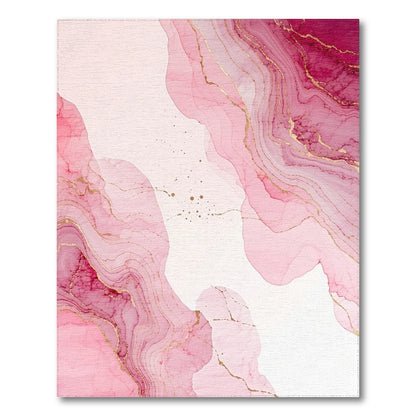 Pink Gold Fluid Marble Waves Rug