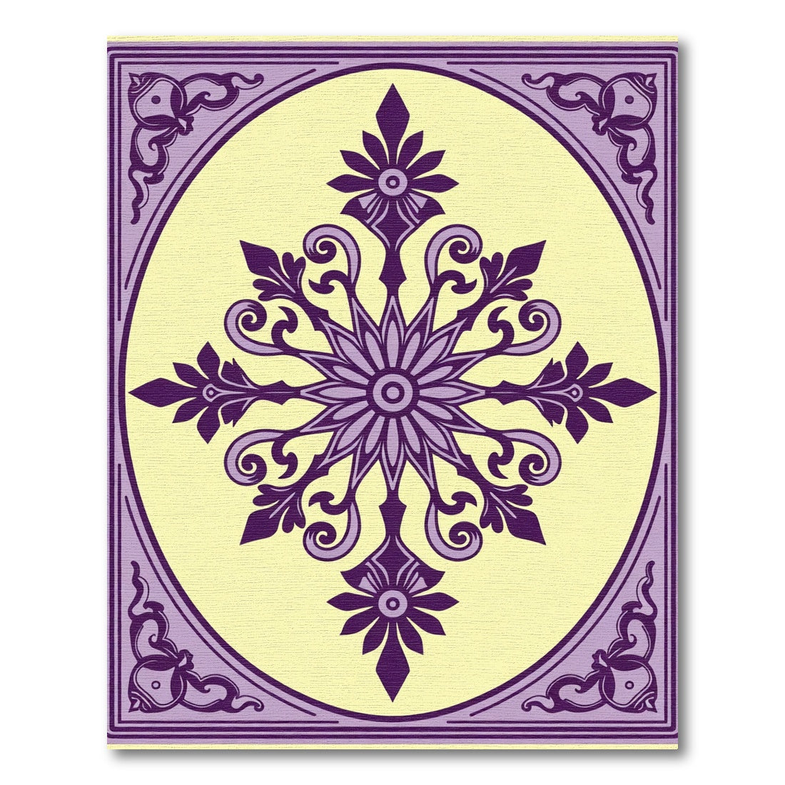 Purple Floral Medallion Oval Frame Rug