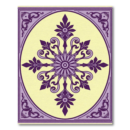 Purple Floral Medallion Oval Frame Rug
