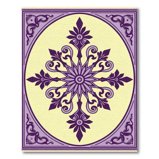 Purple Floral Medallion Oval Frame Rug