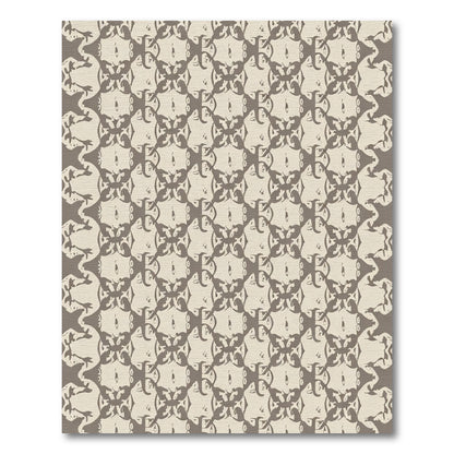 Taupe Abstract Face Repeating Overlay Rug