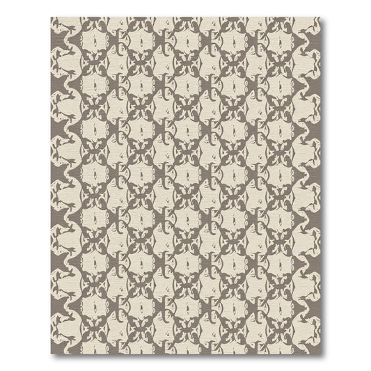 Taupe Abstract Face Repeating Overlay Rug