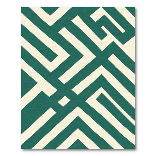 Deep Teal Geometric Maze Rug