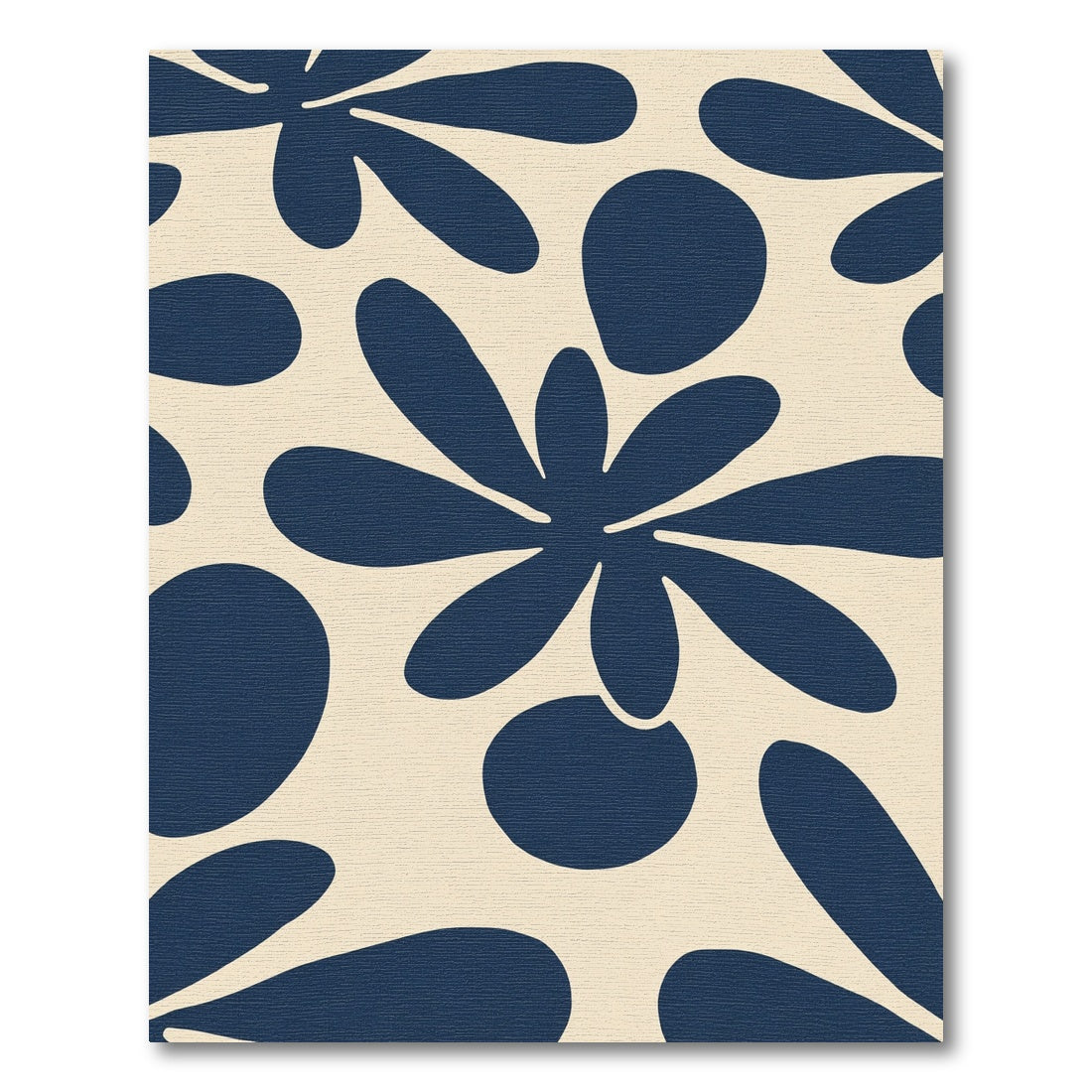 Navy Floral Abstract Cream Rug