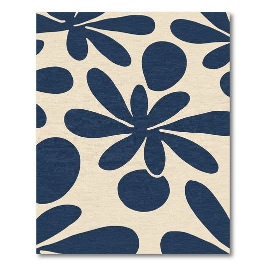 Navy Floral Abstract Cream Rug