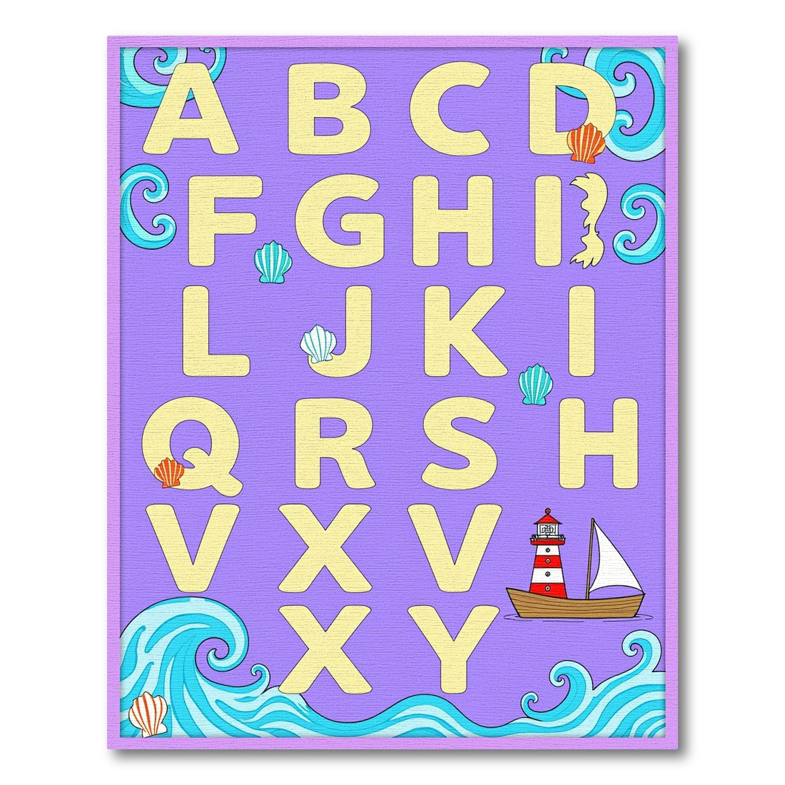 Coastal Alphabet Yellow Sand Colors Rug