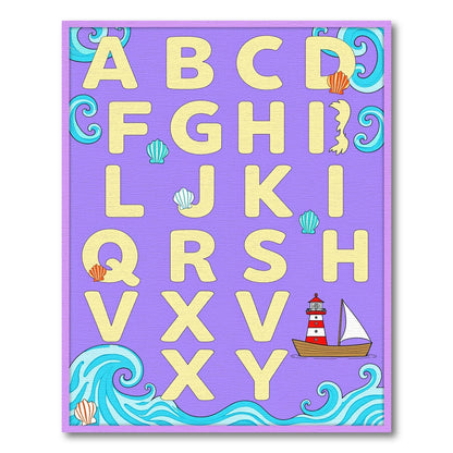Coastal Alphabet Yellow Sand Colors Rug