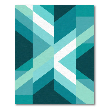 Teal Geometric Chevron Stripes Rug