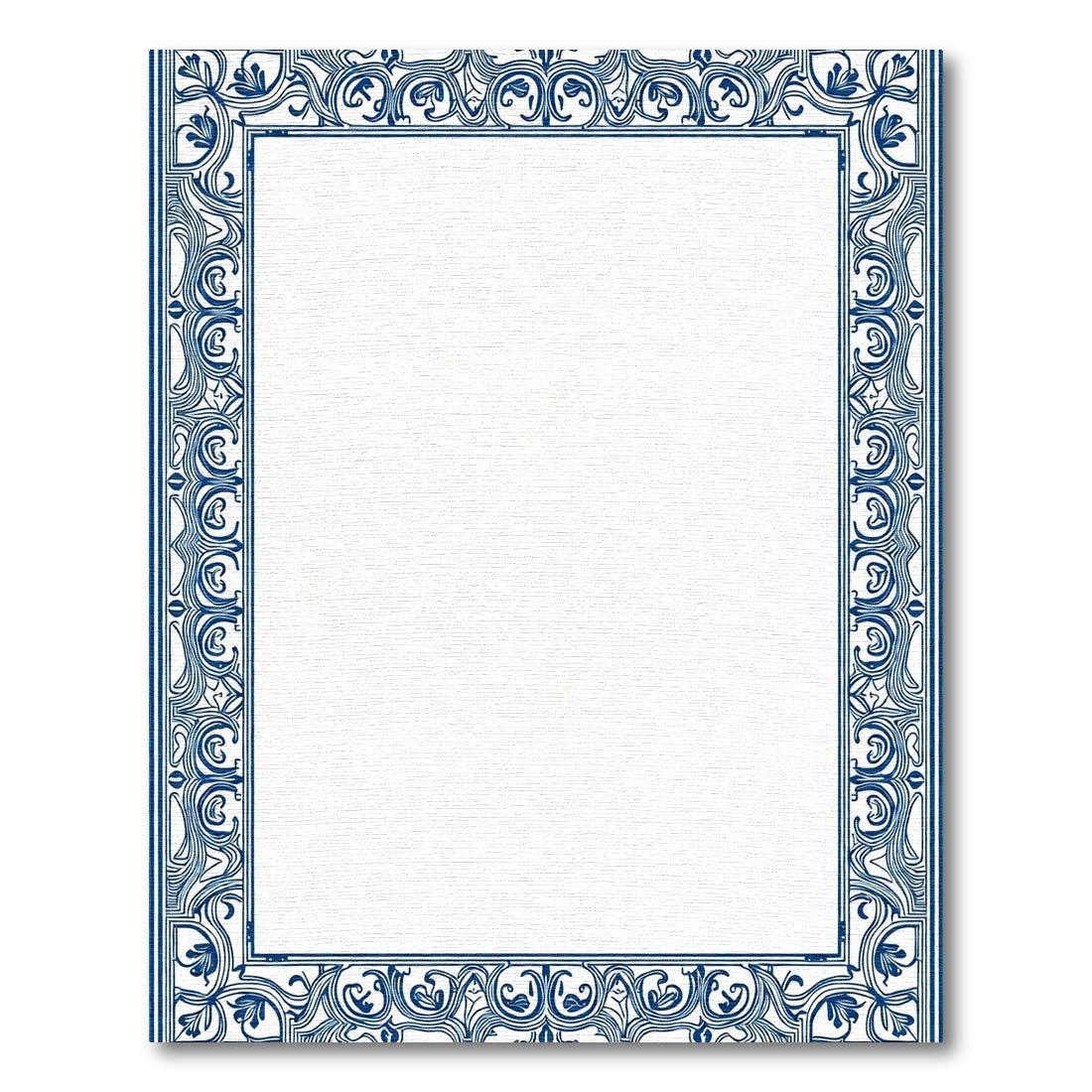 Elegant Navy Blue Floral Border Rug