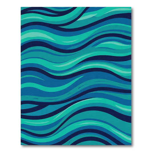 Oceanic Teal Blue Wavy Stripes Rug