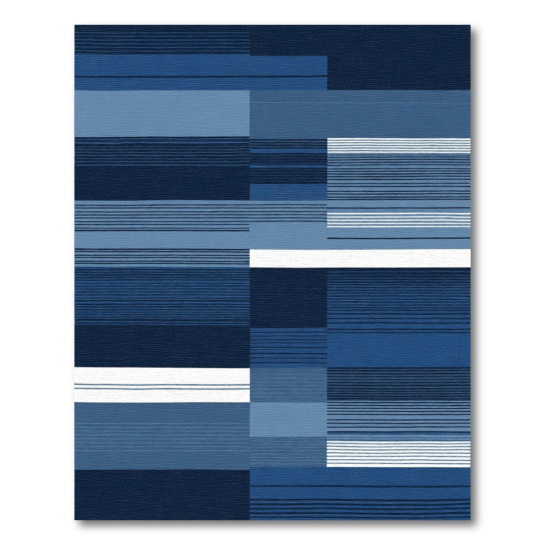 Deep Blue Horizontal Stripe Assemblage Rug