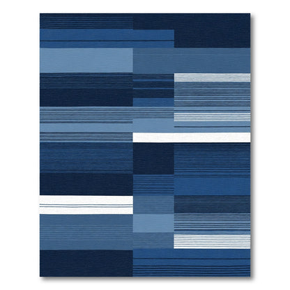 Deep Blue Horizontal Stripe Assemblage Rug