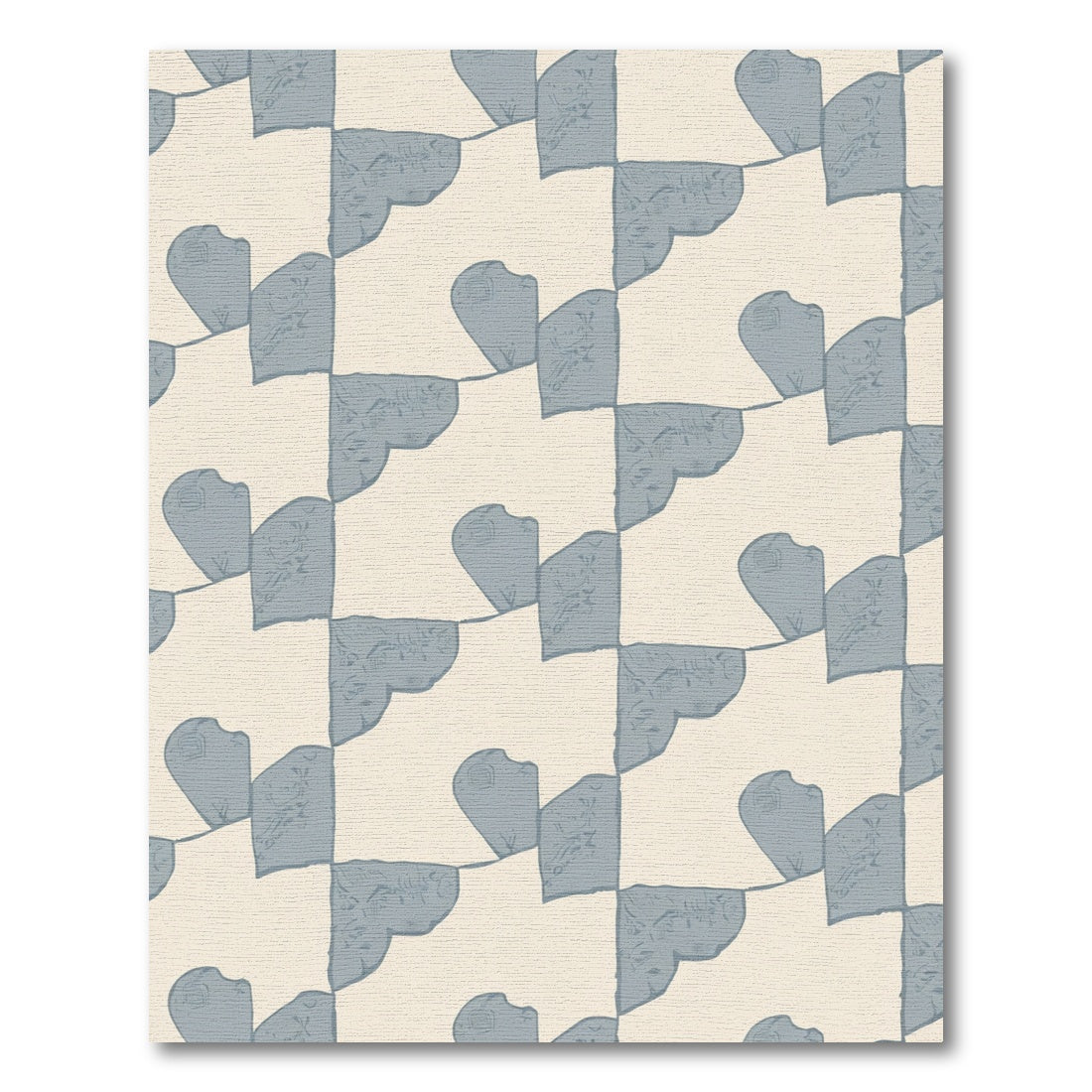 Dusty Blue Abstract Heart Checkerboard Rug