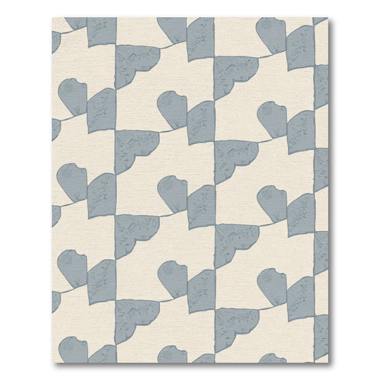 Dusty Blue Abstract Heart Checkerboard Rug