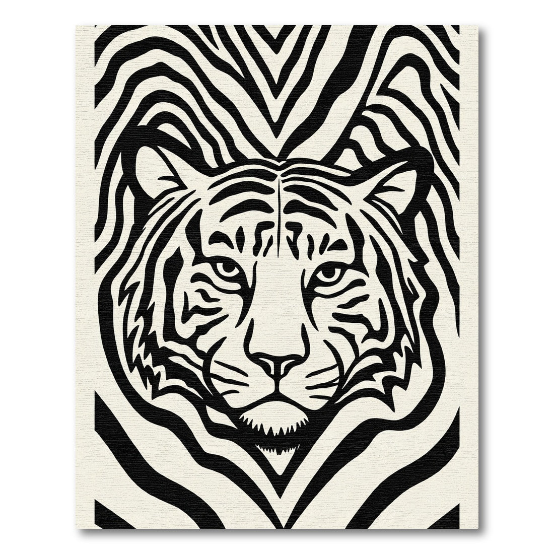 Bold Black Tiger Face Stripes Rug