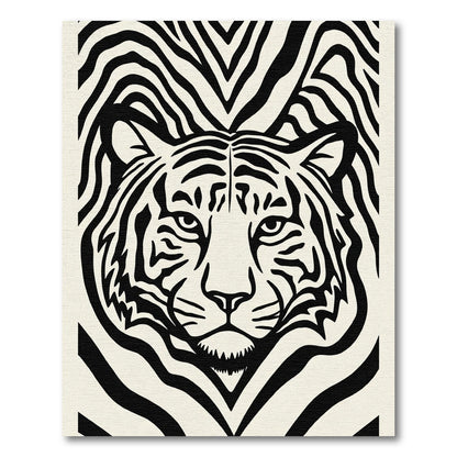 Bold Black Tiger Face Stripes Rug