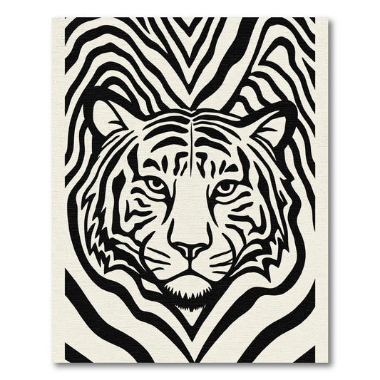 Bold Black Tiger Face Stripes Rug