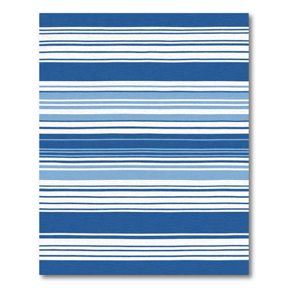Vibrant Blue White Horizontal Stripe Rug