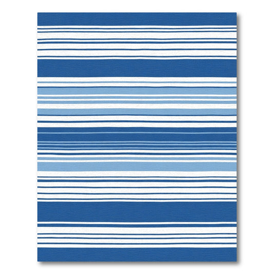 Vibrant Blue White Horizontal Stripe Rug