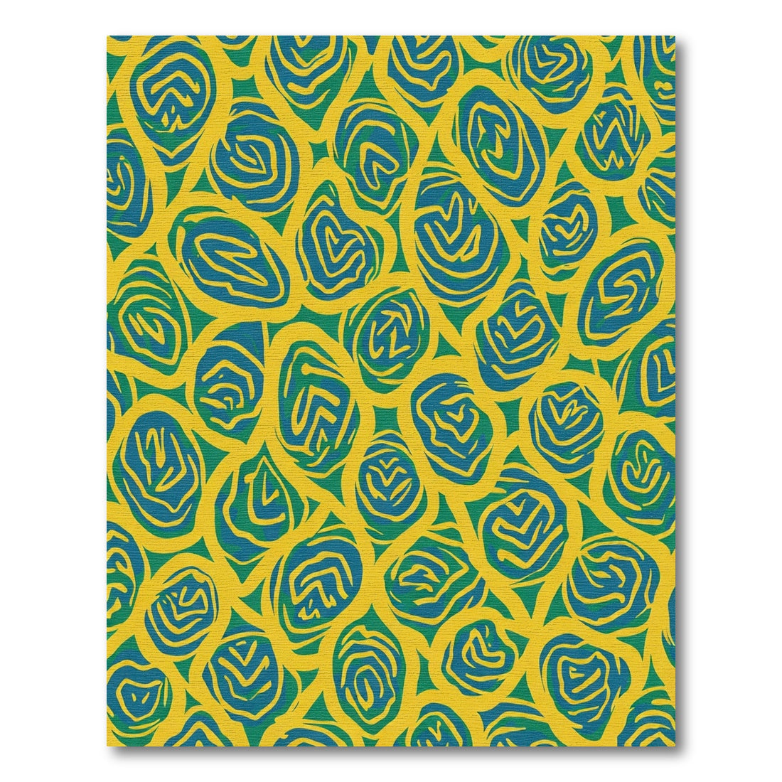 Bold Teal Swirls Yellow Background Rug
