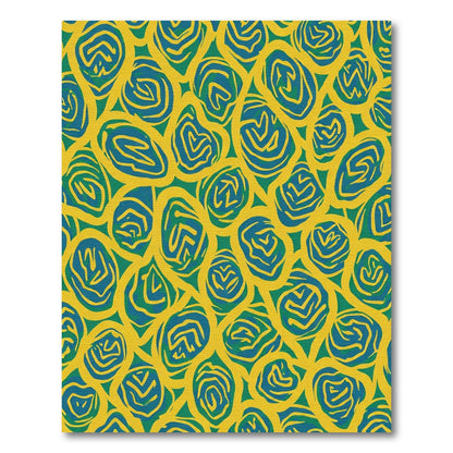 Bold Teal Swirls Yellow Background Rug