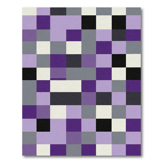 Purple Gray White Black Block Rug