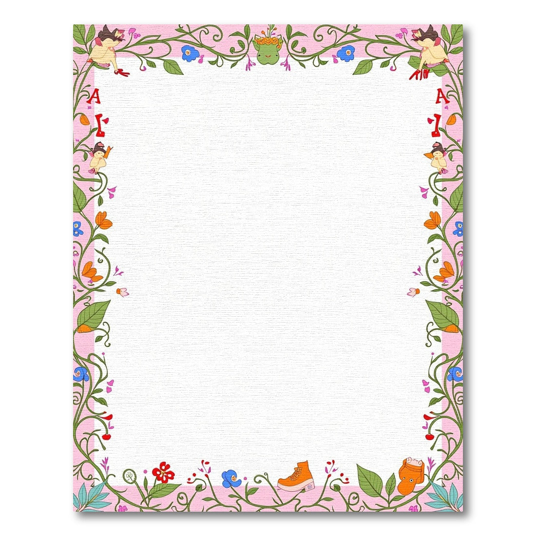 Whimsical Pink Floral Fairy Tale Border Rug