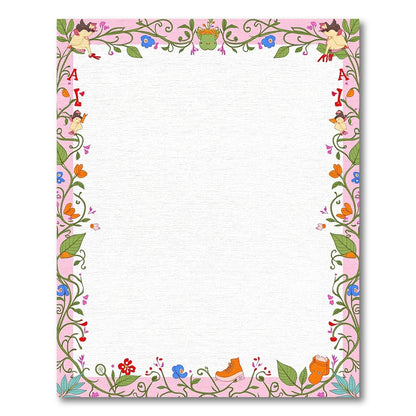 Whimsical Pink Floral Fairy Tale Border Rug