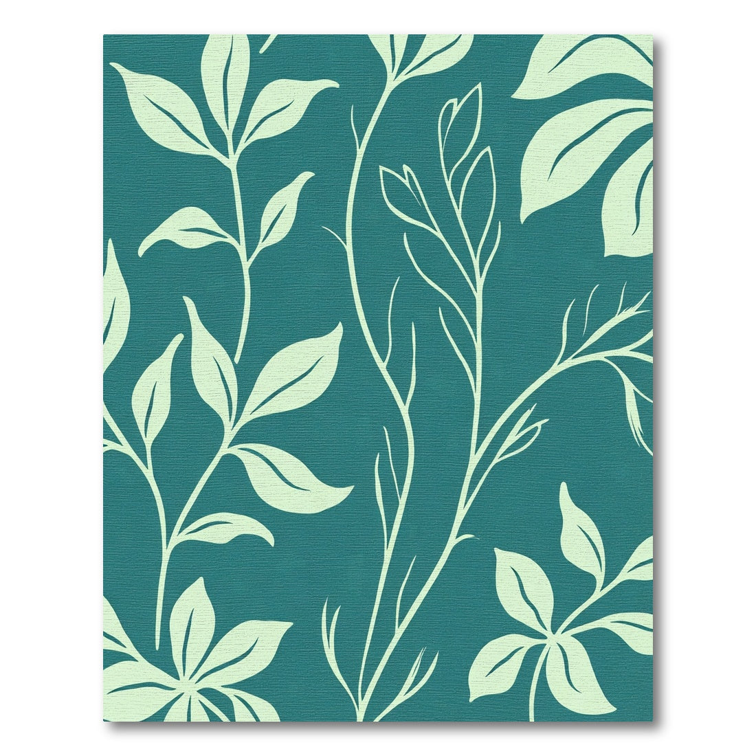 Teal Botanical Leaf Contrast Rug