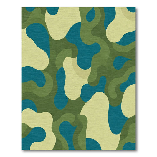 Abstract Camouflage Waves Rug