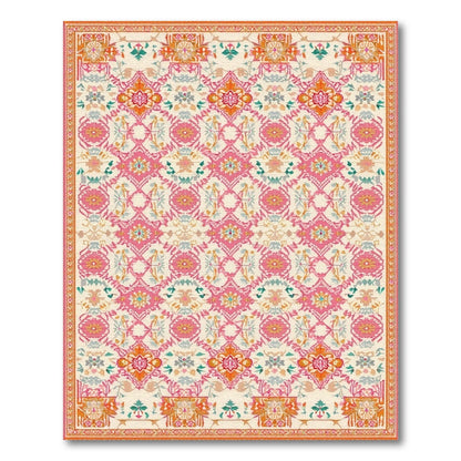 Vibrant Pink Floral Traditional Persian Area Rug