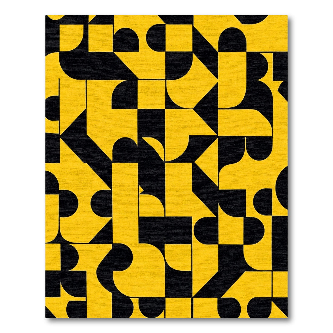 Bold Yellow Black Geometric Composition Rug